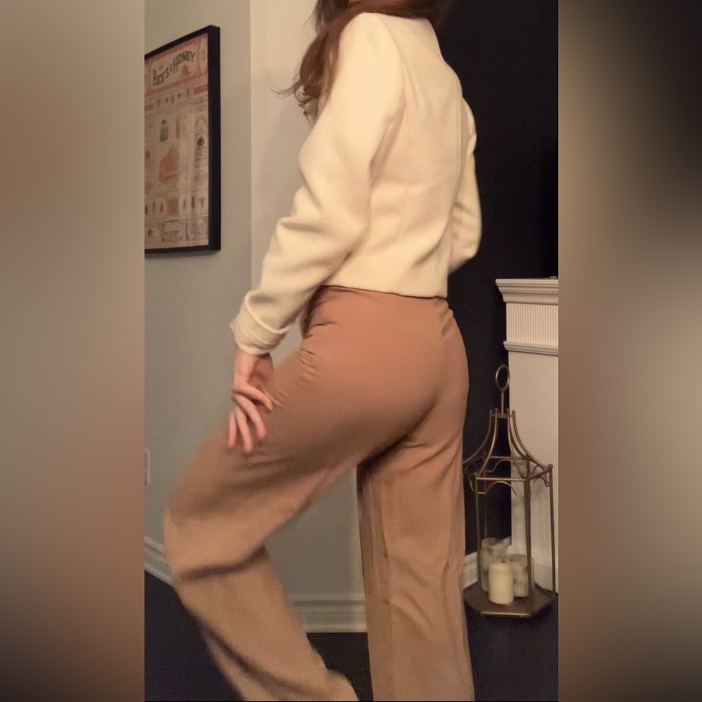 Mango tan wide leg trousers - Picture 8 of 13
